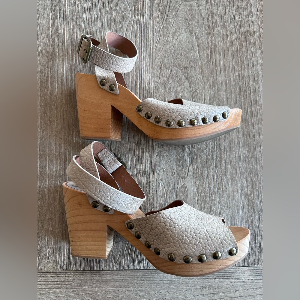 Free People Pasadena Wooden Platform Clog Sandals Womens 10 / EU 41 EUC - Picture 3 of 12